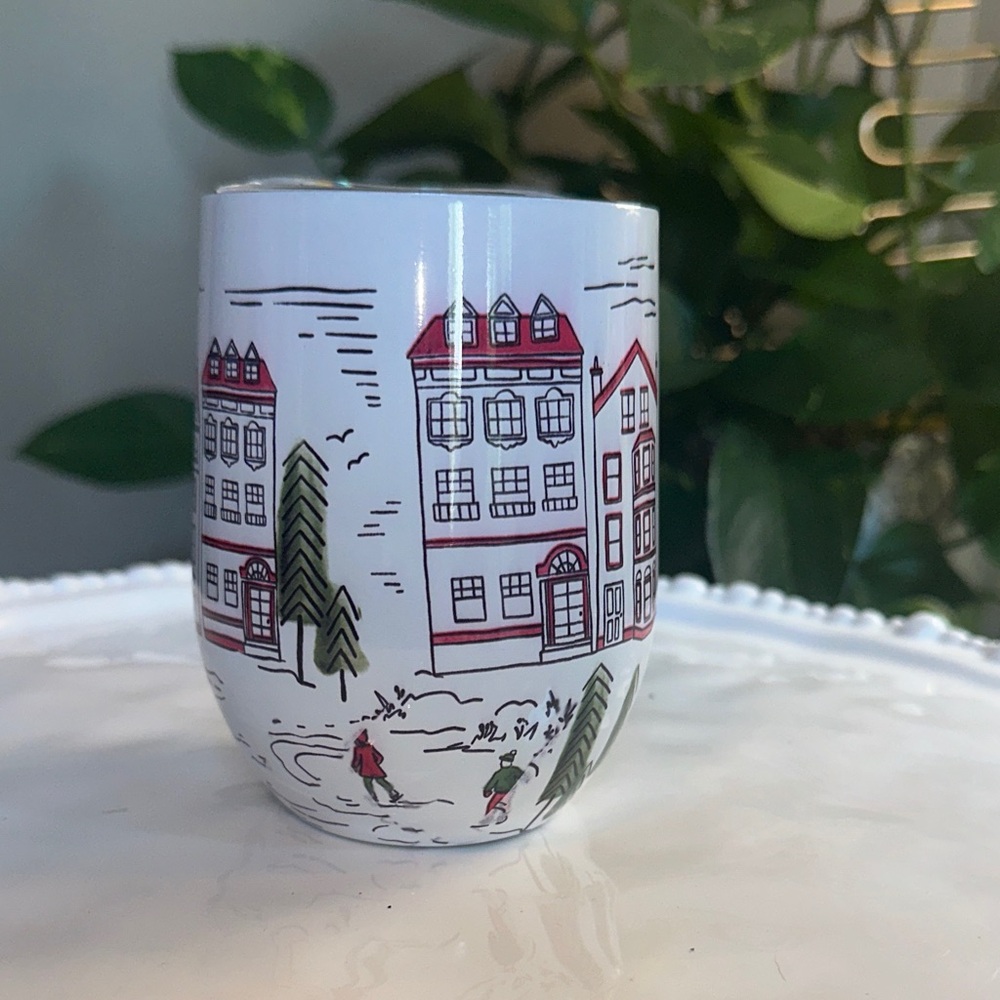 Anthropologie Molly Hatch for Steel Mill Wine Tumbler with Red and Green Accents